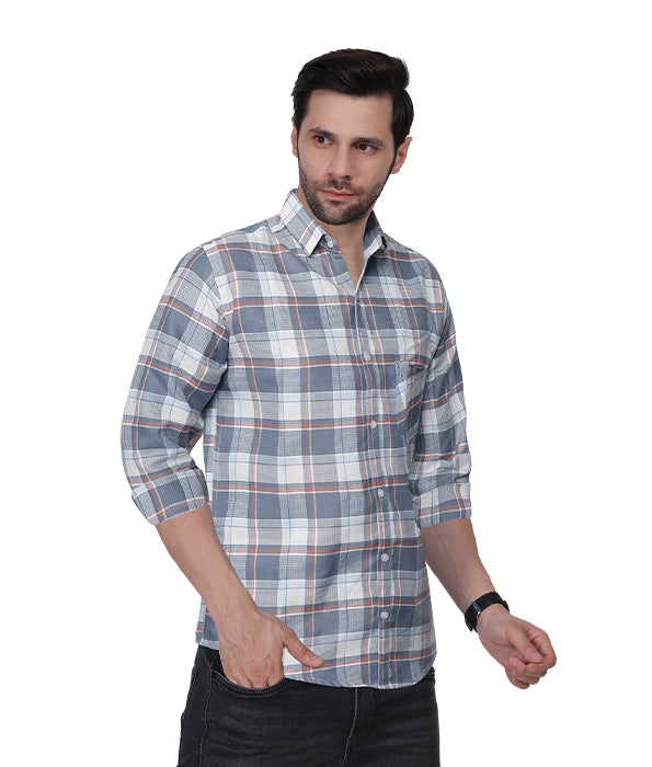 Blue Bold Check Shirt For Mens