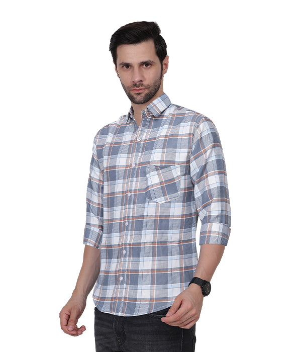 Blue Bold Check Shirt For Mens