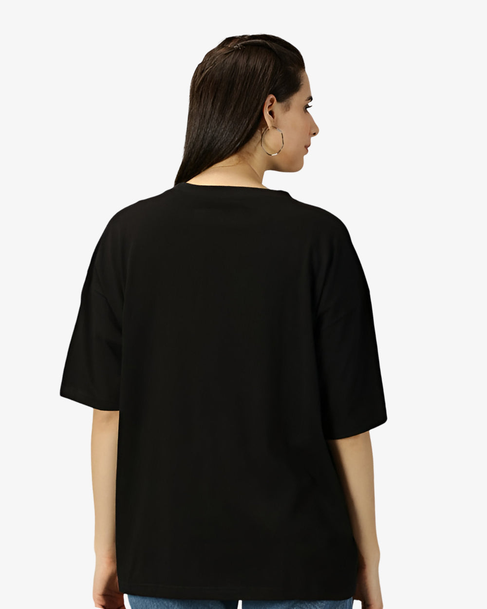 Black Plain Oversized T-Shirt For Women